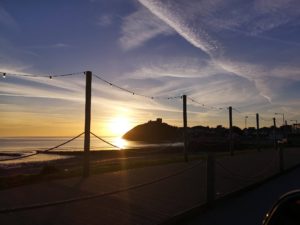 View of Criccieth Beach at Sunset, The Caerwylan, Criccieth, North Wales