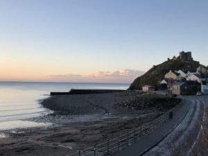 Sea, beach and castle view from The Caerwylan, Criccieth, North Wales